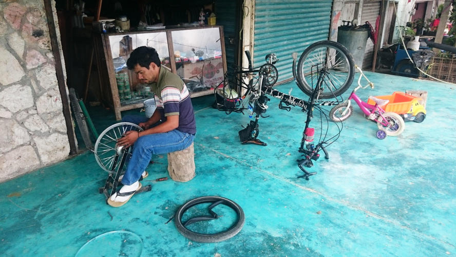 Bicycle repairman at work