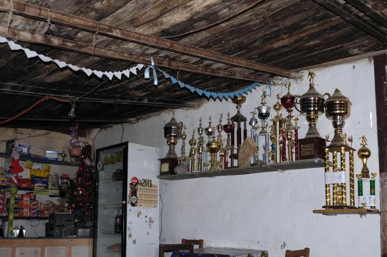 Cups won by the local soccer team of Santa Rosa de Tastil at Barboza restaurant