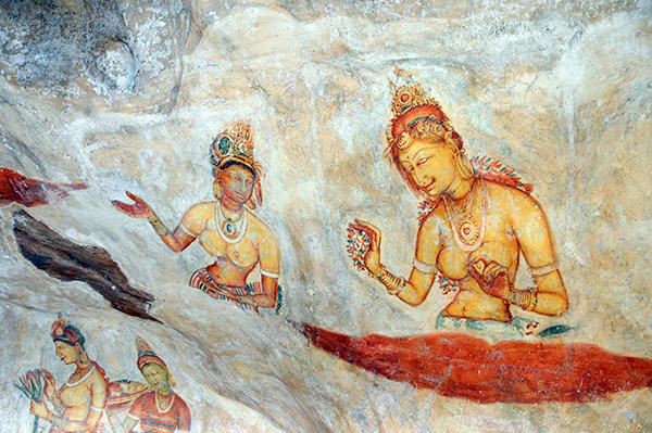 Pictures of the royal harem painted on the rock