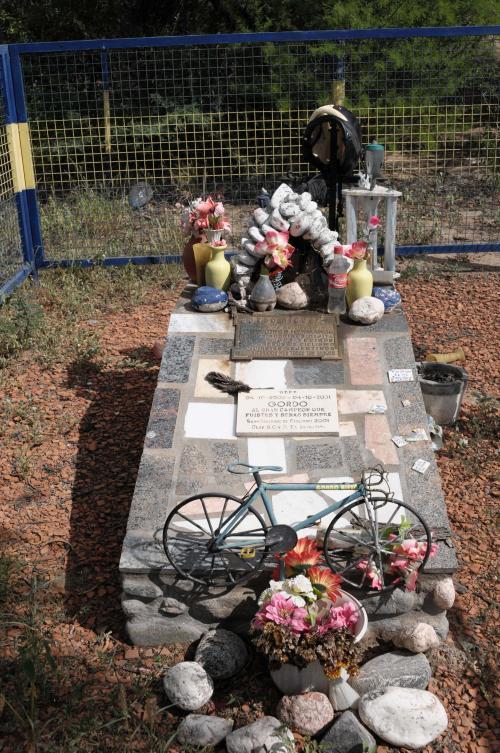 Memorial for a dead cyclist on the road to La Rioja