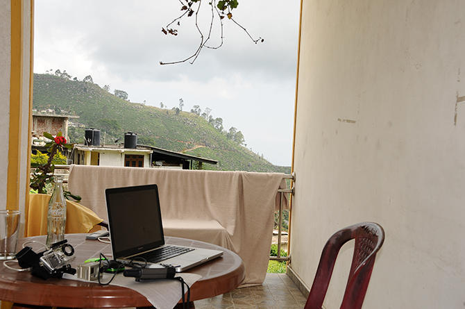 My office on the guesthouse balcony